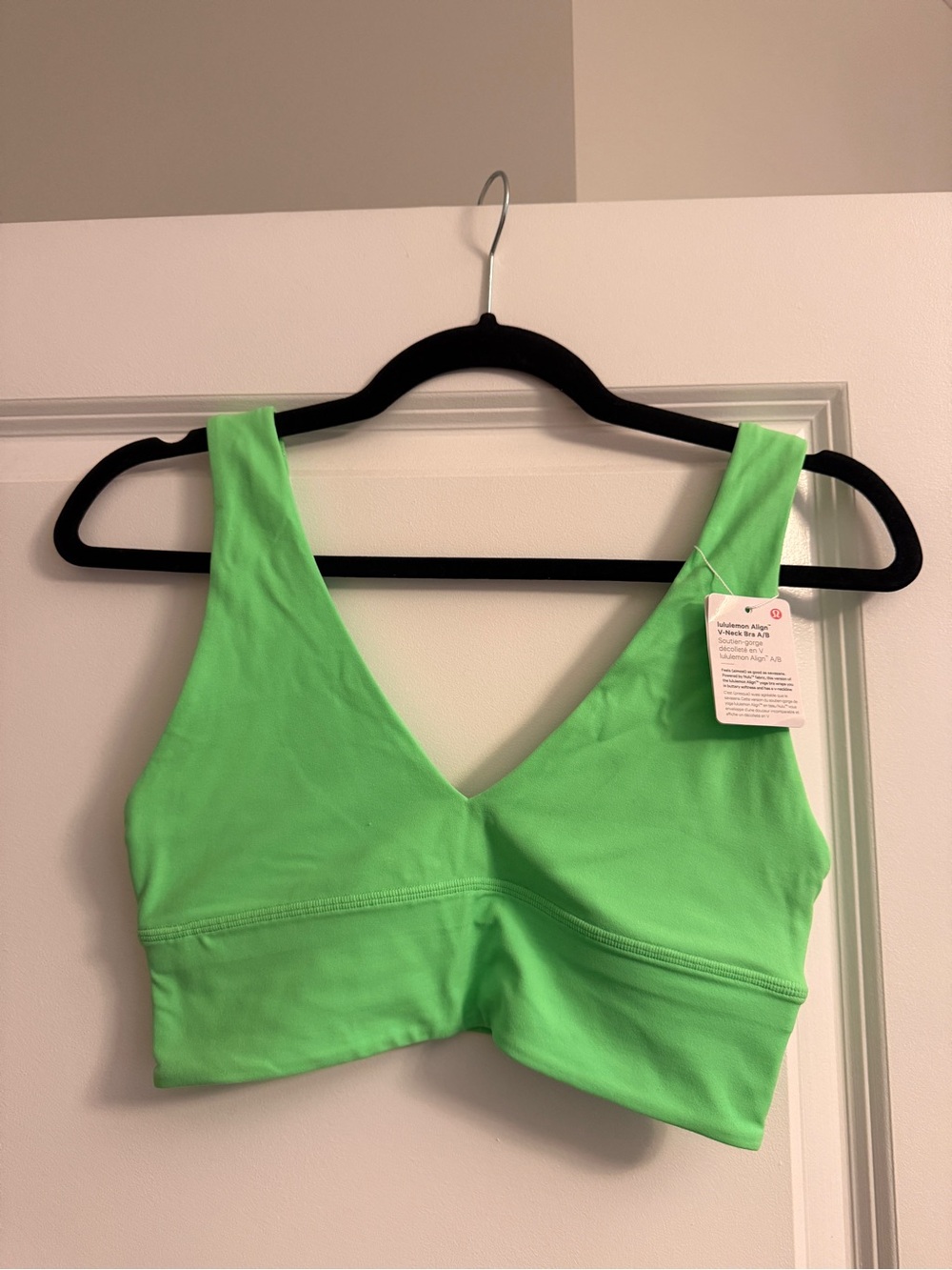 lululemon athletica V-Neck Sports Bra in Neon Green - Picture 1 of 4
